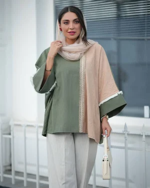 شومیز پانچ برش دار ۲ رنگ