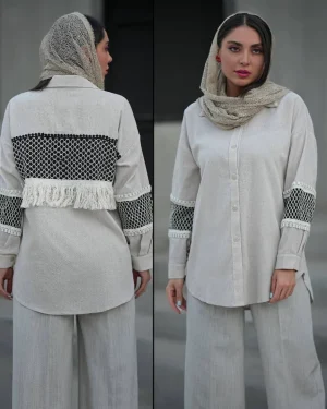 شومیز یقه مردانه گیپور خور